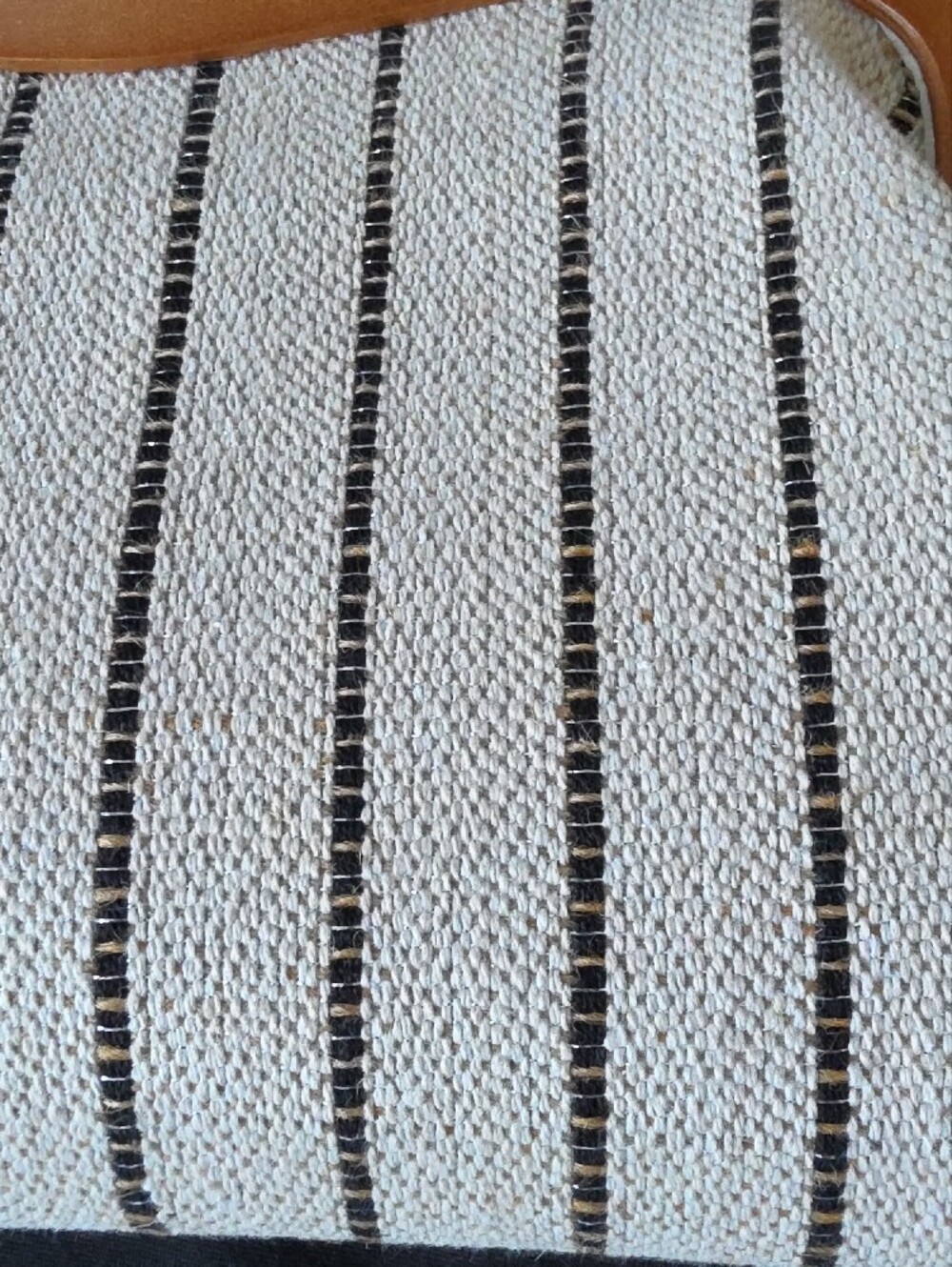 Striped Knit Clutch in Cream and Black with Tan Accent - Picture 9 of 10
